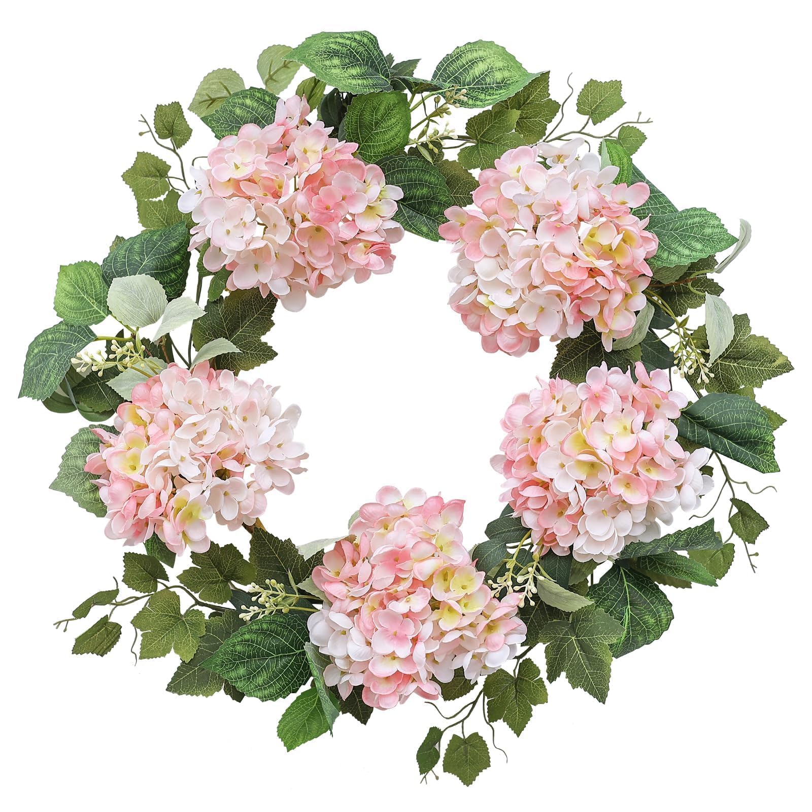 Hometrance Pink Hydrangea Spring Wreath