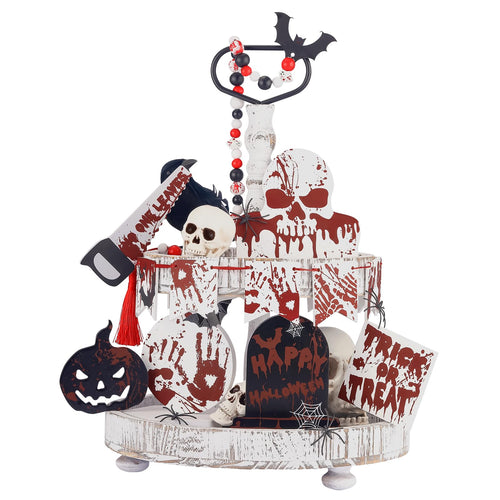 17pcs Halloween Tiered Tray Decor Set