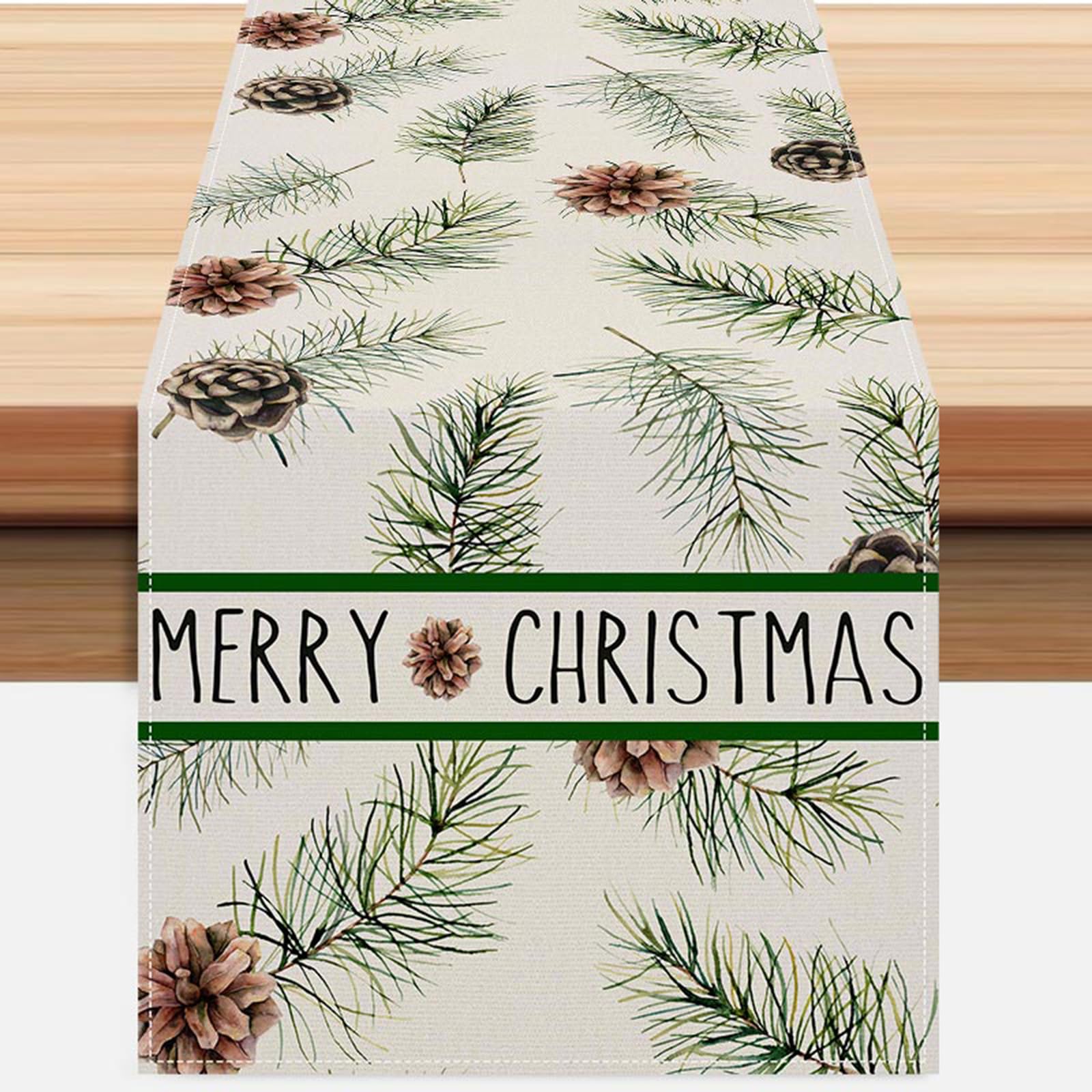 ZCHOMI Pinecones Christmas Table Runner