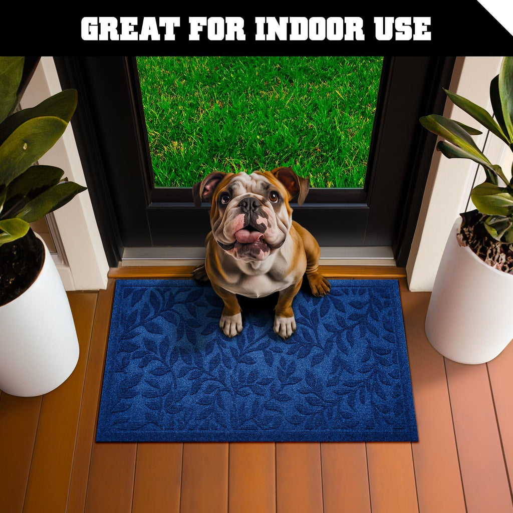 Home Entrance Blue Leaves Door Mat