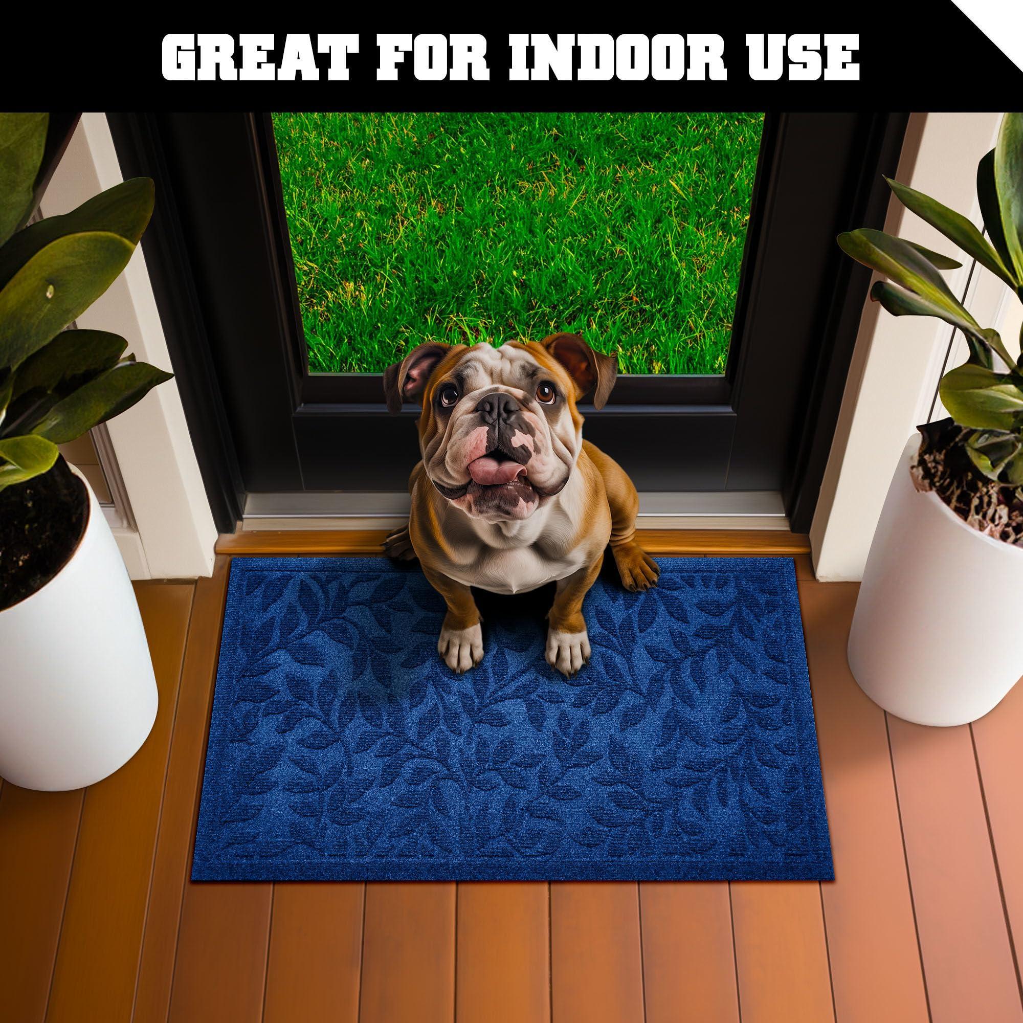 Home Entrance Blue Leaves Door Mat
