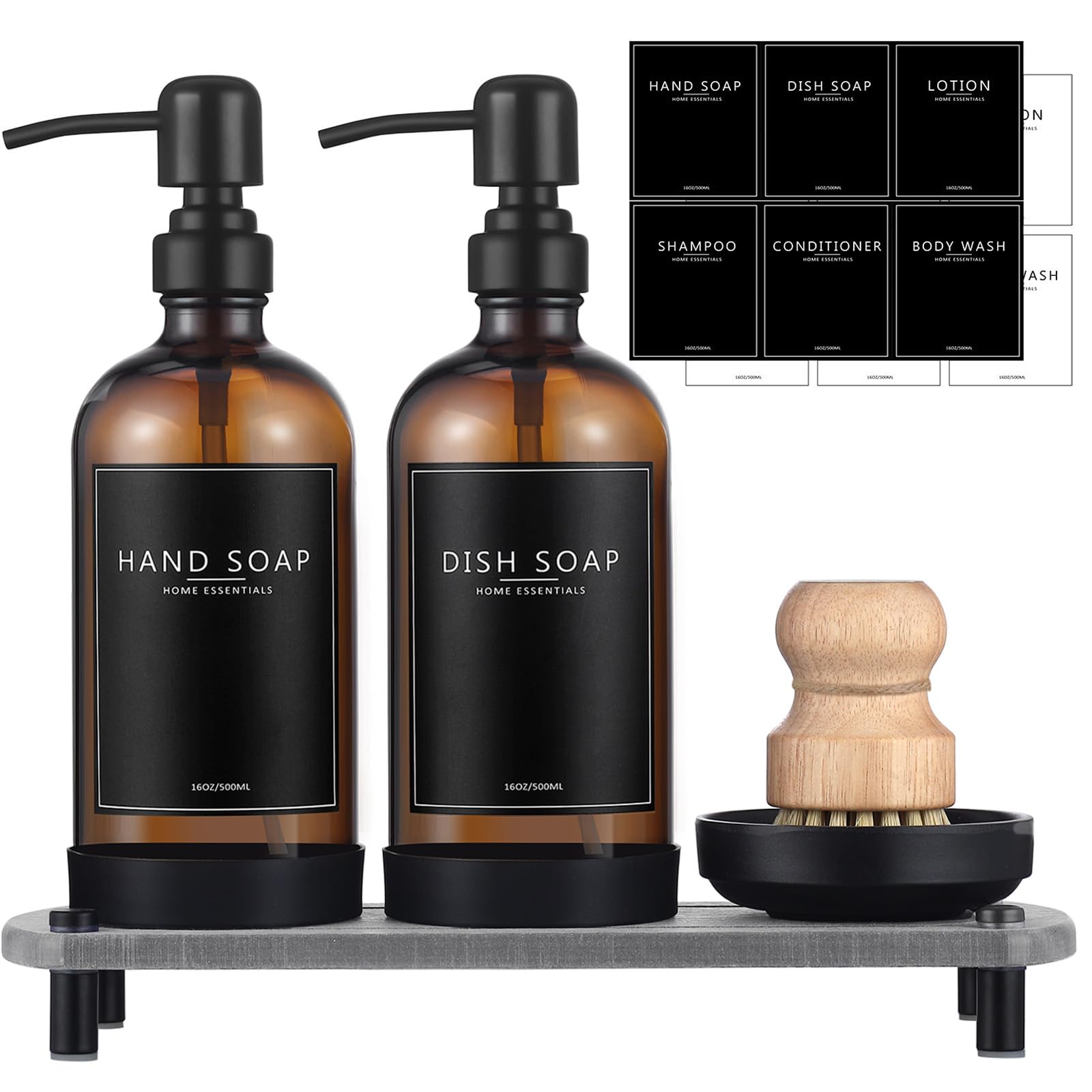 NEECZS Kitchen Soap Dispenser Set with Instant Dry Tray 16 oz