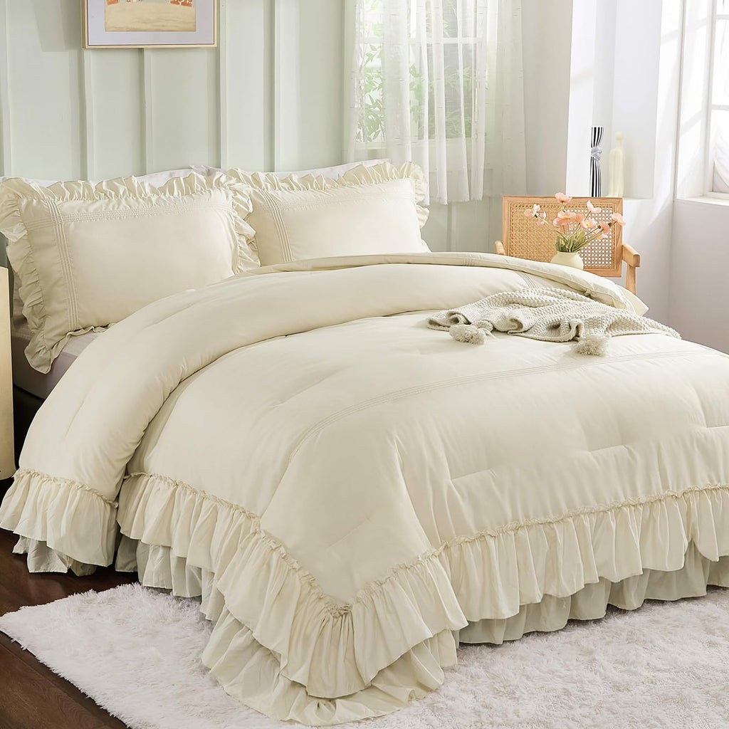 Dintszyayue Beige Queen Comforter Set 3 Pieces