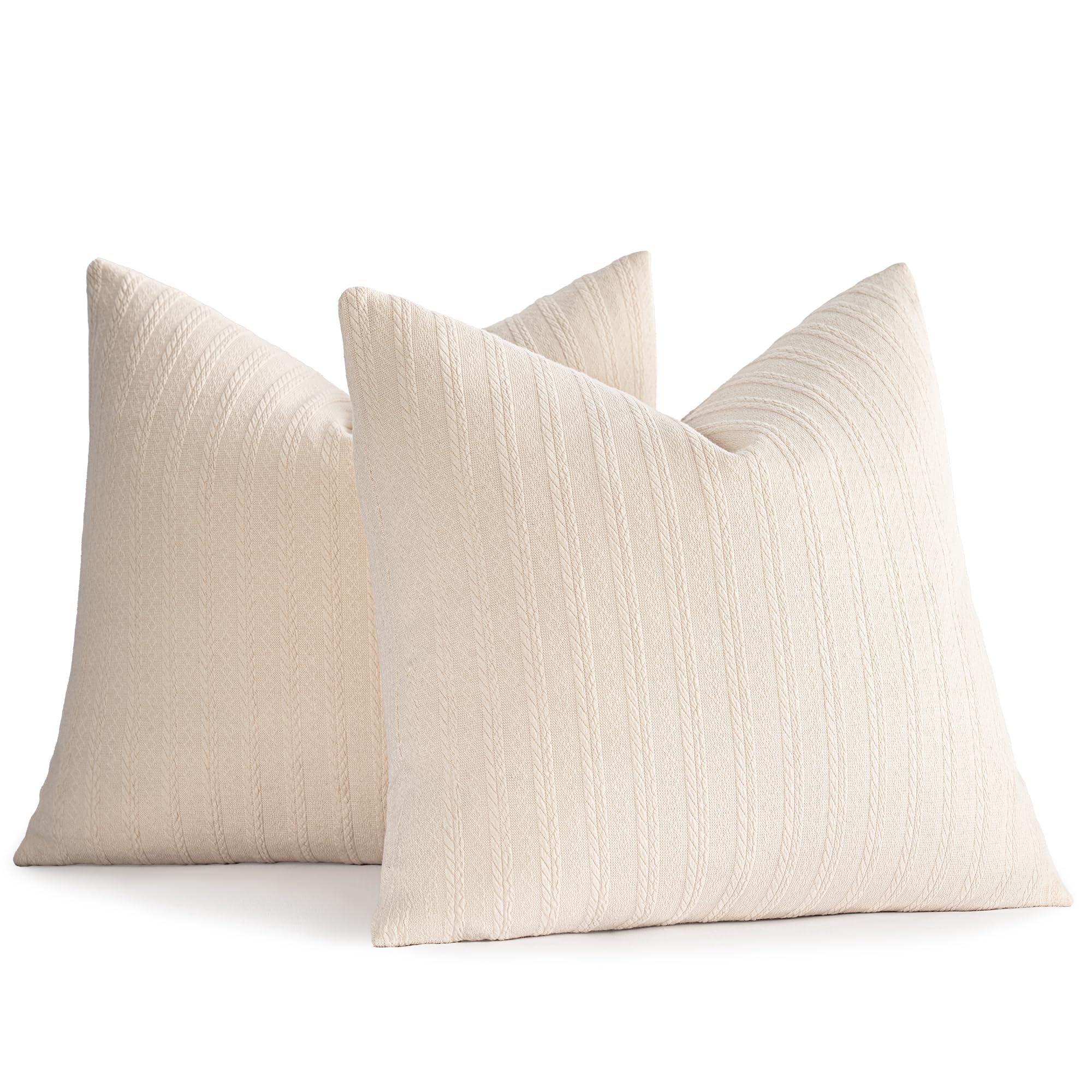 YCOLL Decorative Throw Pillow Covers Set of 2 Super Soft Solid Patterned Knit Accent Couch Pillows