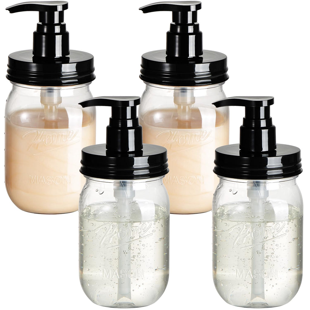 Amolliar Plastic Mason Jar Soap Dispenser with Pump Lid 16OZ