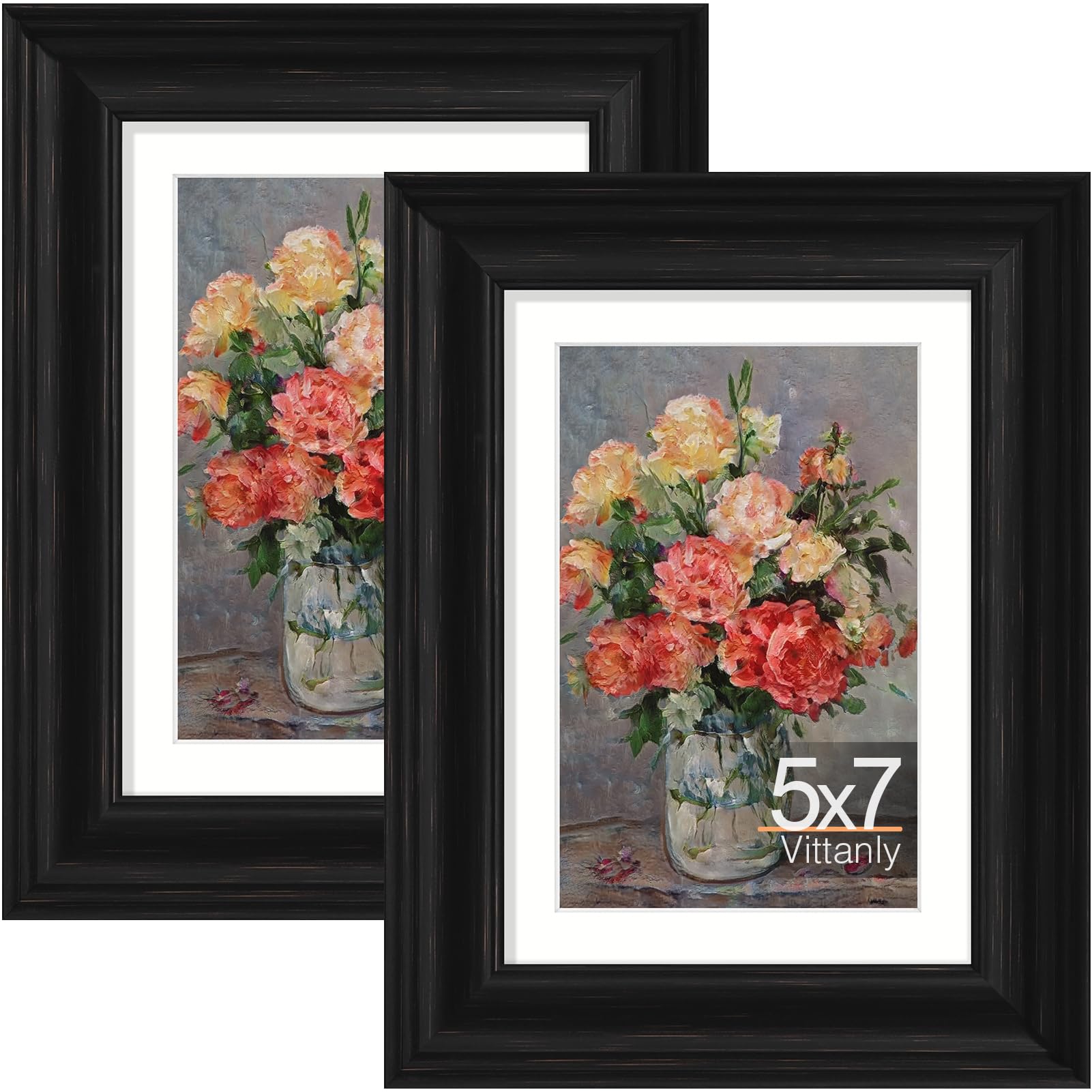 Vittanly 5x7 Picture Frames Set of 2 Black