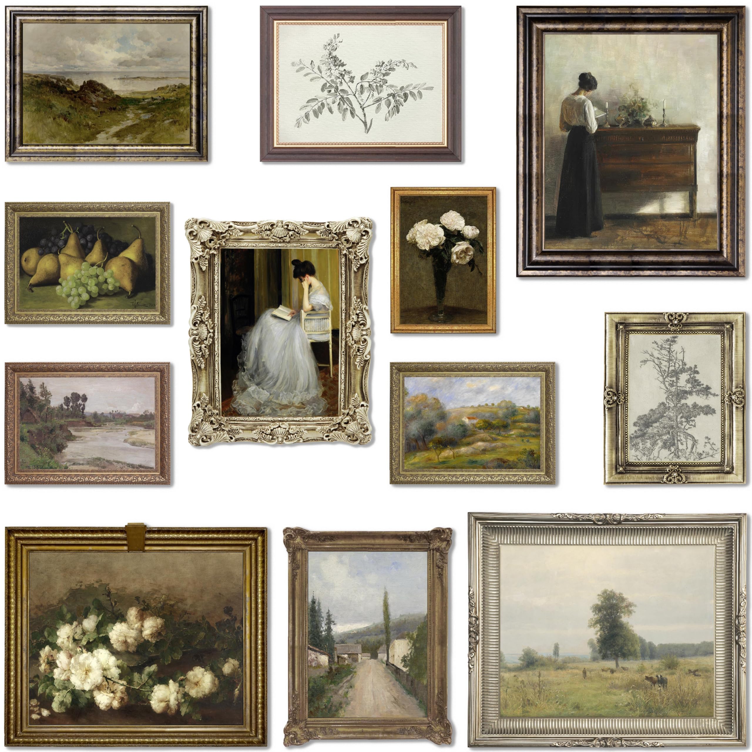 LANCHI95 12 Pcs Vintage Wall Art