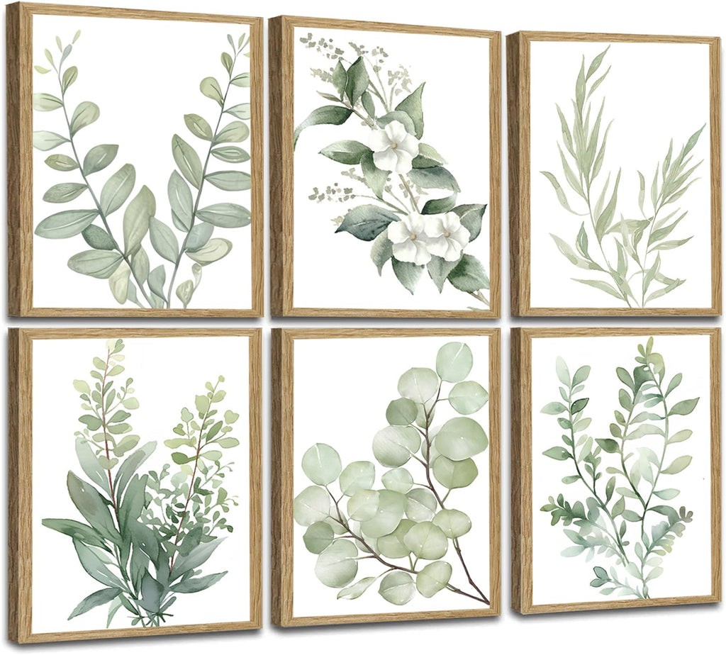 Induslyfe Framed Eucalyptus Sage Green Botanical Plant Wall Art