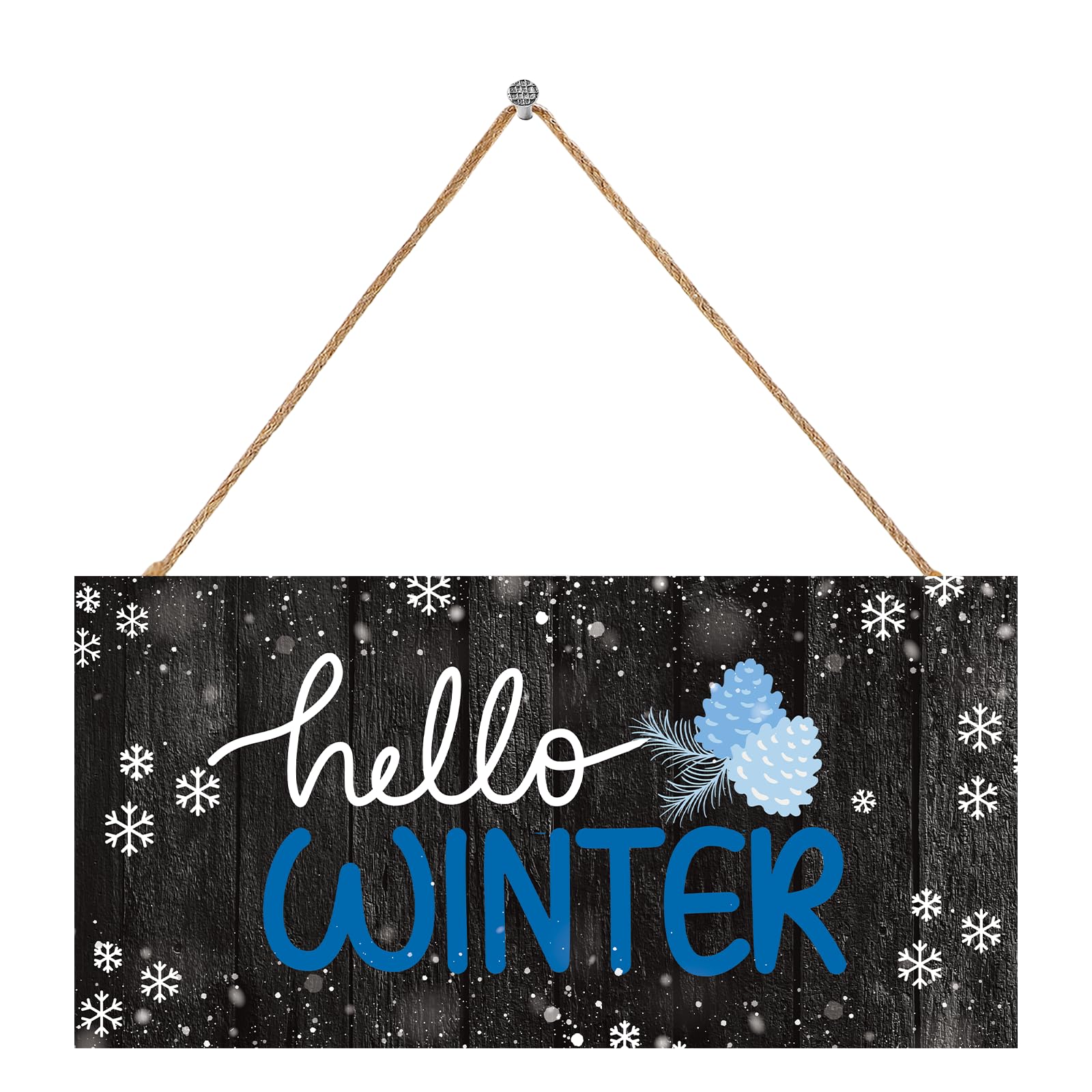 Hinnovy Hello Winter Wood Sign