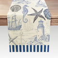 Summer Scallops Starfish Coral Coastal Table Runner
