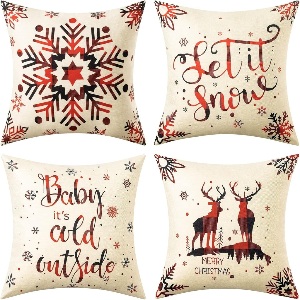 4 Pack Christmas Pillow Covers