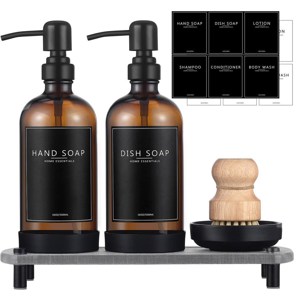 NEECZS Kitchen Soap Dispenser Set with Instant Dry Tray 16 oz