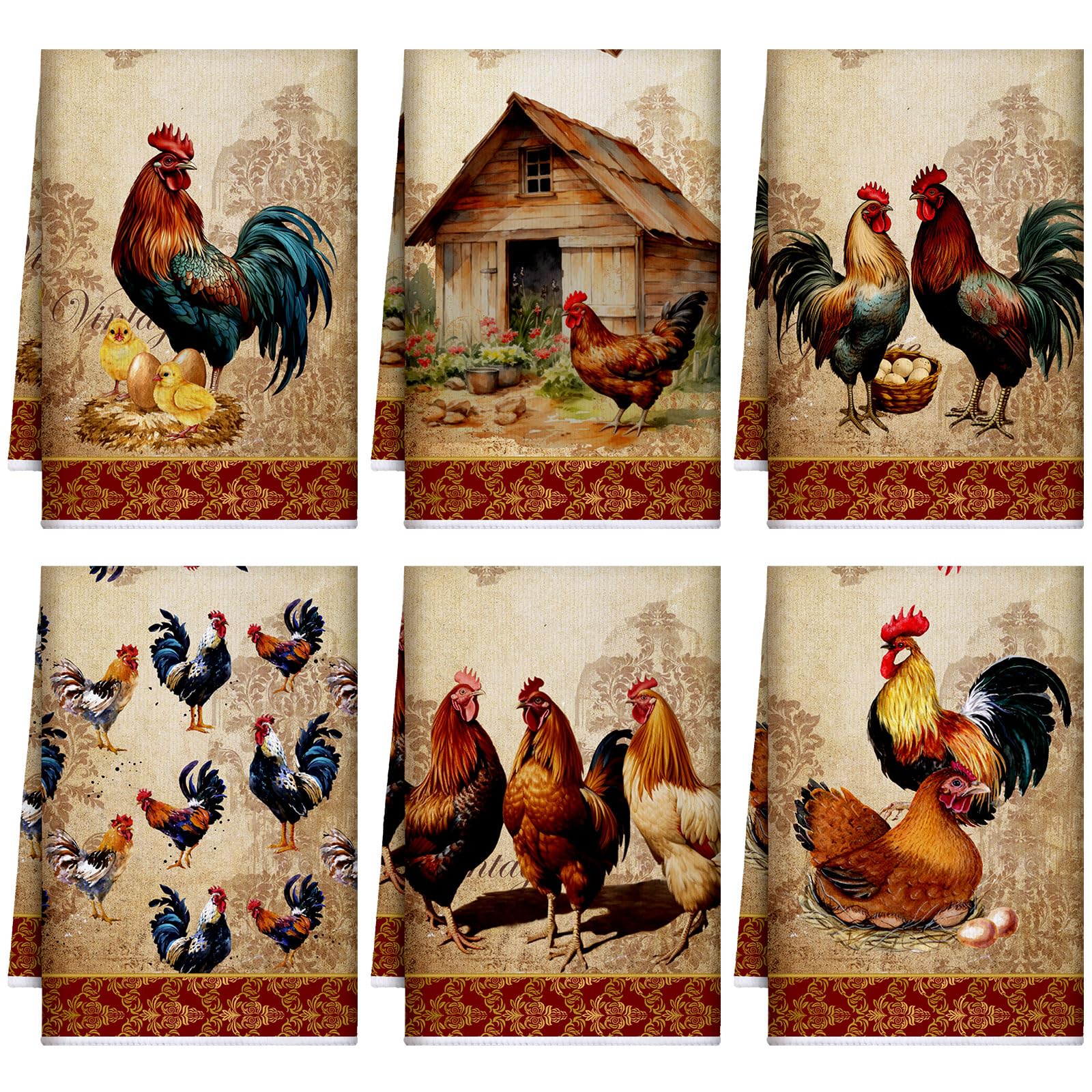 Bencailor 6 Pcs Farmhouse Kitchen Towels