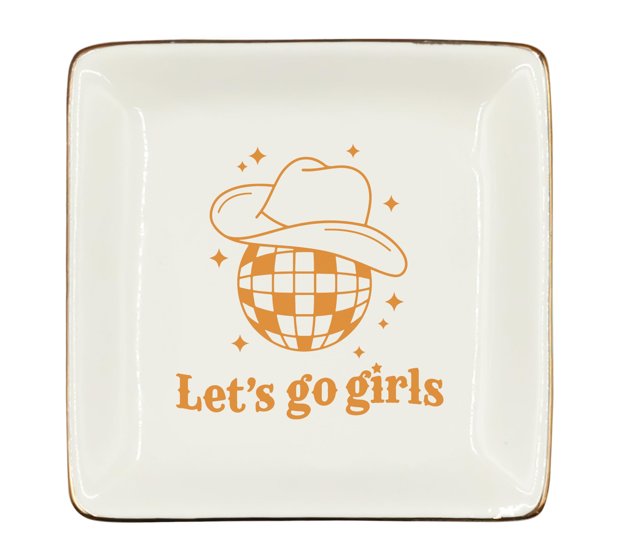 WODMIS Western Cowgirl Ceramic Jewelry Tray