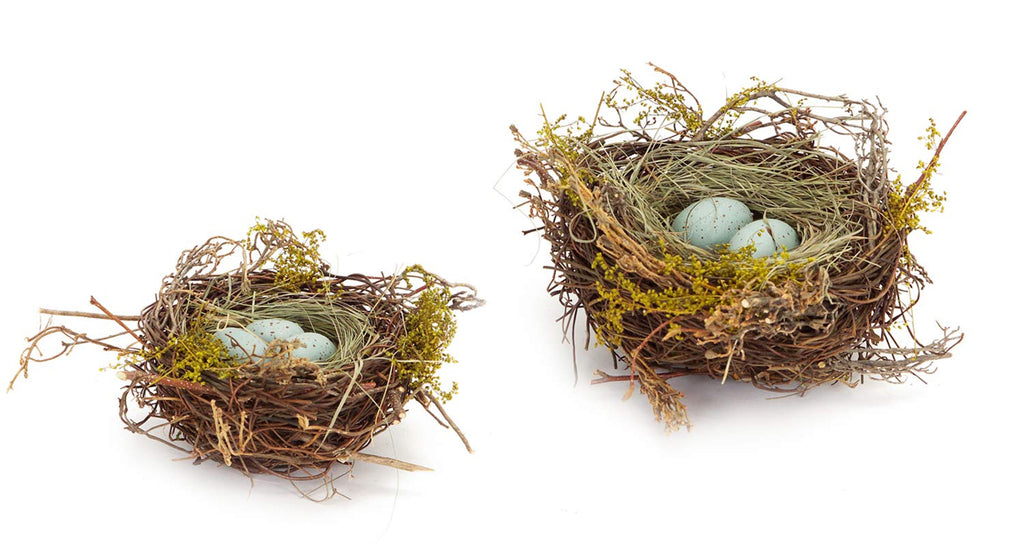 The Bridge Collection Faux Decorative Birds Egg Nest