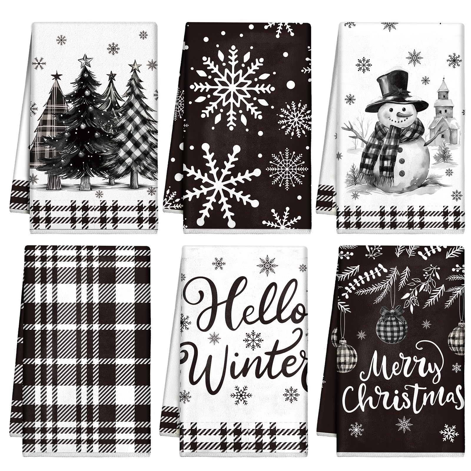 Bencailor 6 Pcs Christmas Kitchen Towels