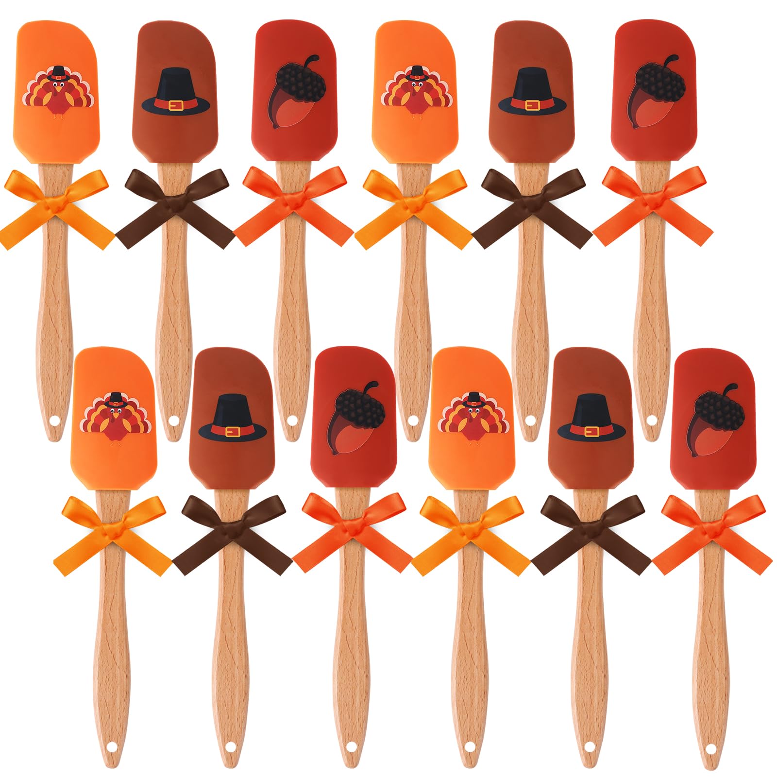 12 Pcs Thanksgiving Silicone Spatulas