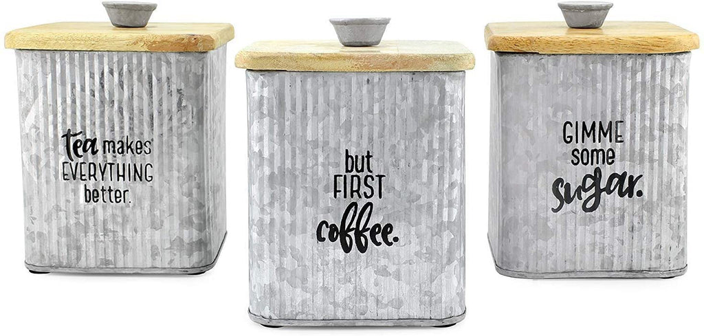 AuldHome Design Farmhouse Galvanized Canisters (Set of 3)