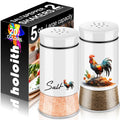 Rooster Salt and Pepper Shakers Set 5 oz Glass Bottom