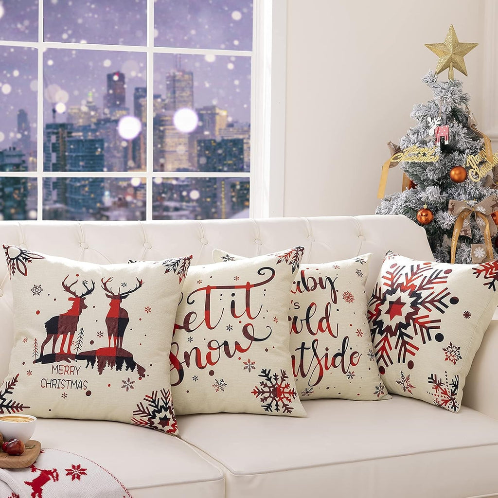 4 Pack Christmas Pillow Covers
