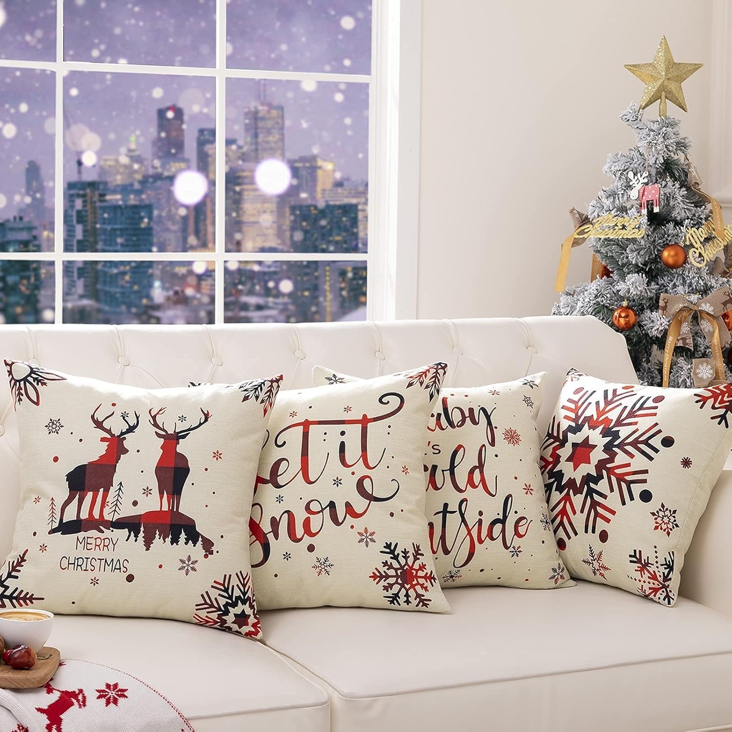 4 Pack Christmas Pillow Covers