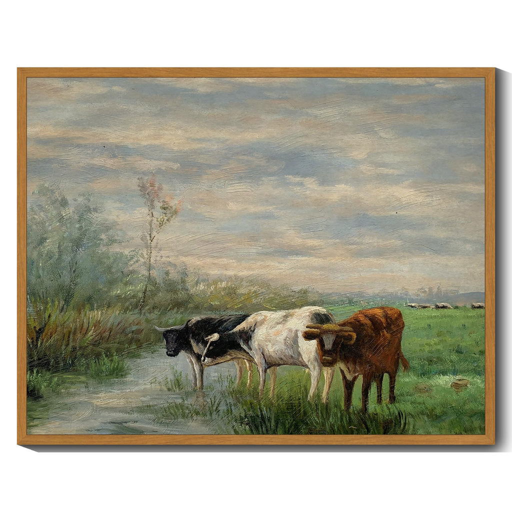 KUVIOKE Vintage Framed Landscape Canvas Wall Art