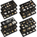 Junkin 12 Pcs Jewelry Tray Velvet Stackable Jewelry Trays