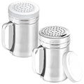 2Pcs Metal Salt Pepper Dredge Shakers Stainless Steel