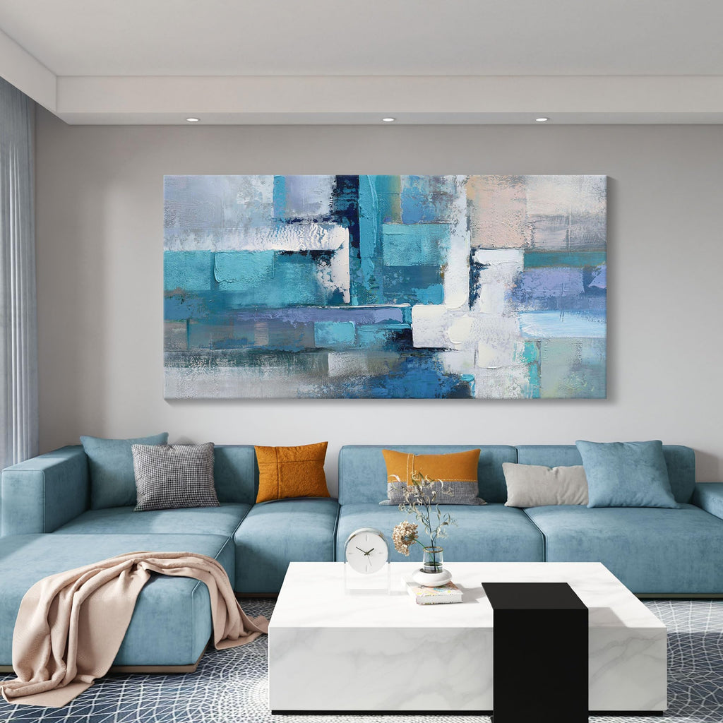 AJAZIKO Blue Abstract Canvas Wall Art