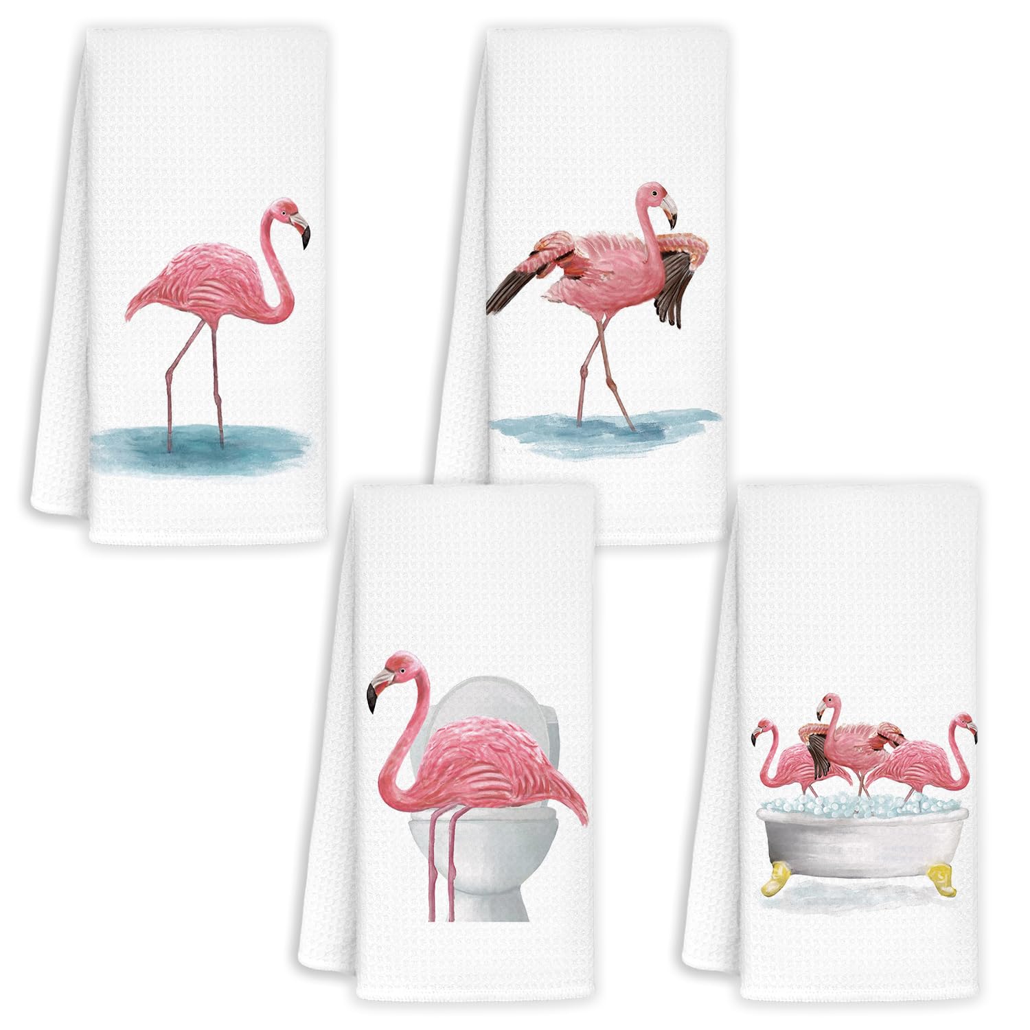 Jvpke Flamingo Bathroom Decor Set of 4