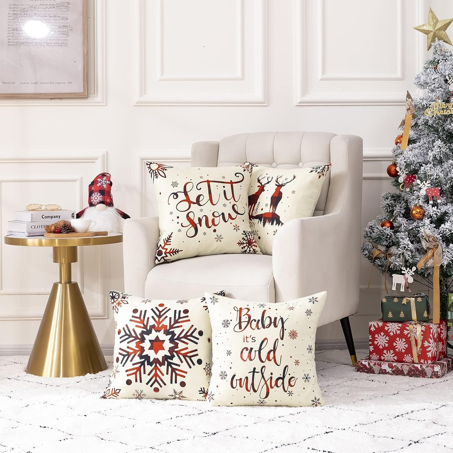 4 Pack Christmas Pillow Covers