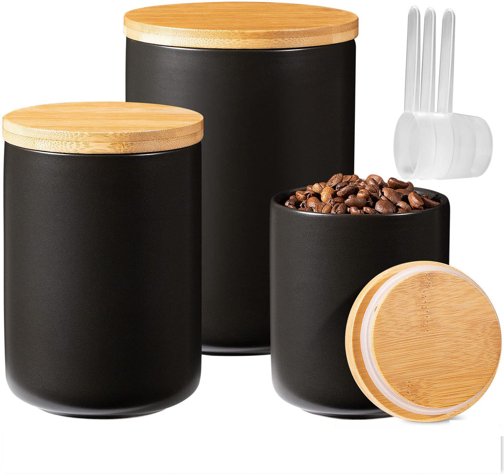 Yangbaga Black Canisters Sets for Kitchen-Set of 3