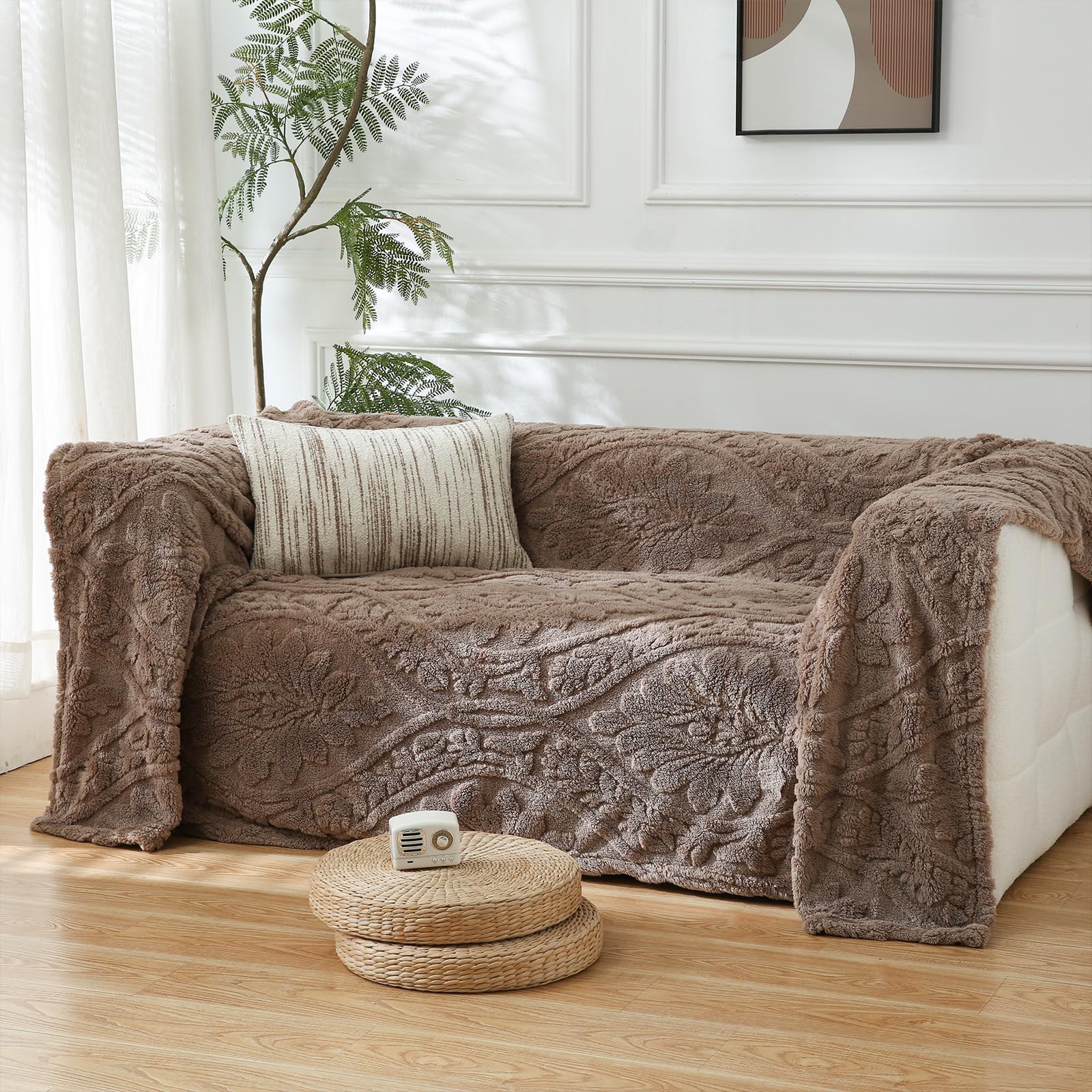 Brown Fleece Throw Blanket Super Soft