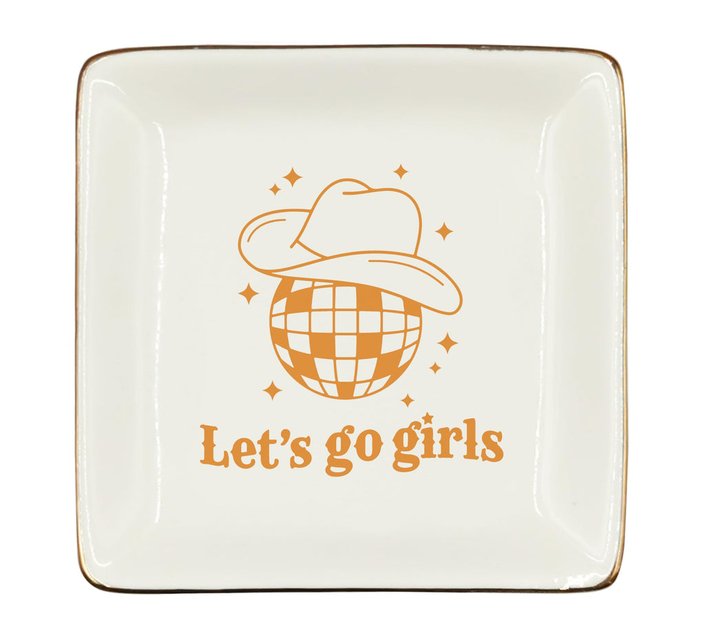 WODMIS Western Cowgirl Ceramic Jewelry Tray
