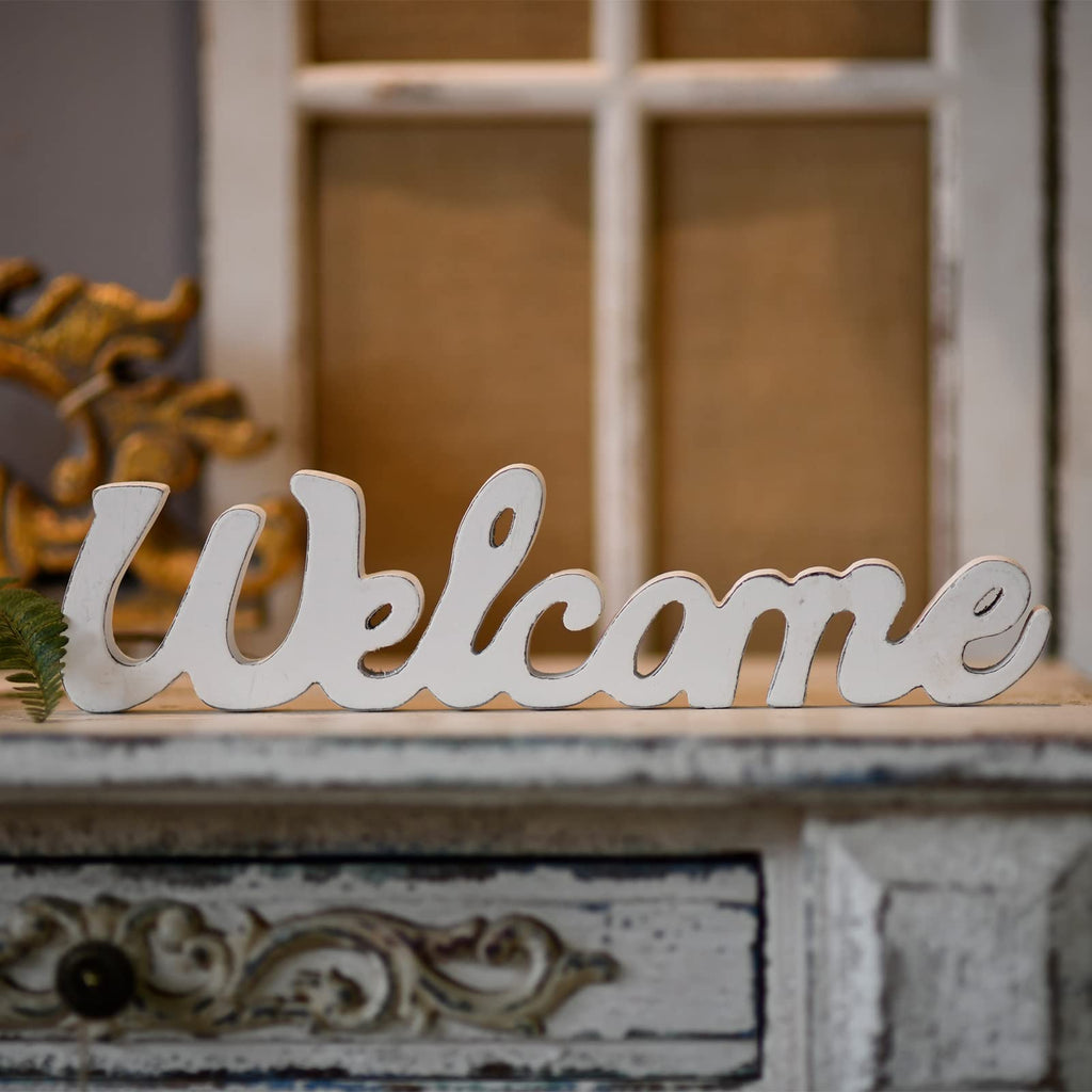 Sintosin Rustic Wooden Welcome Sign