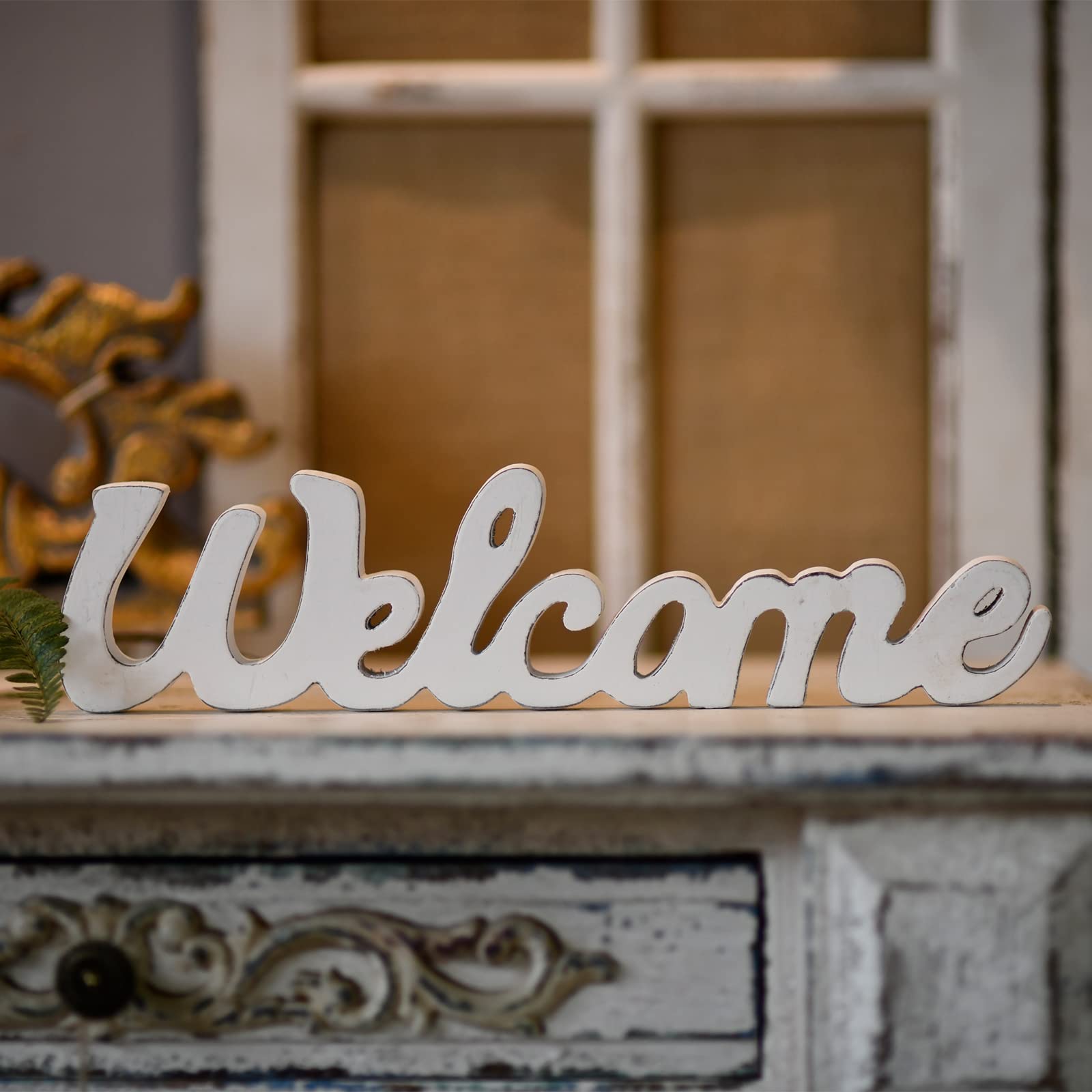 Sintosin Rustic Wooden Welcome Sign