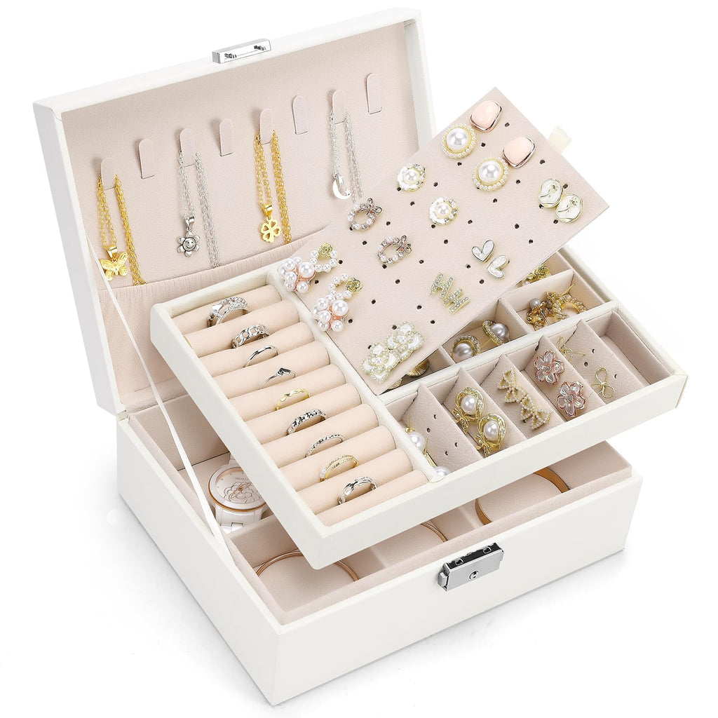 Jiduric White Jewelry Box 2 Layer
