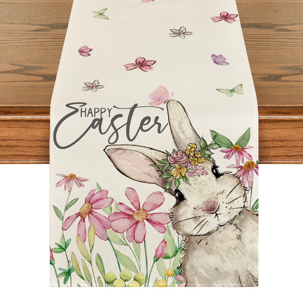 Artoid Mode Daisy Bunny Rabbit Easter Table Runner