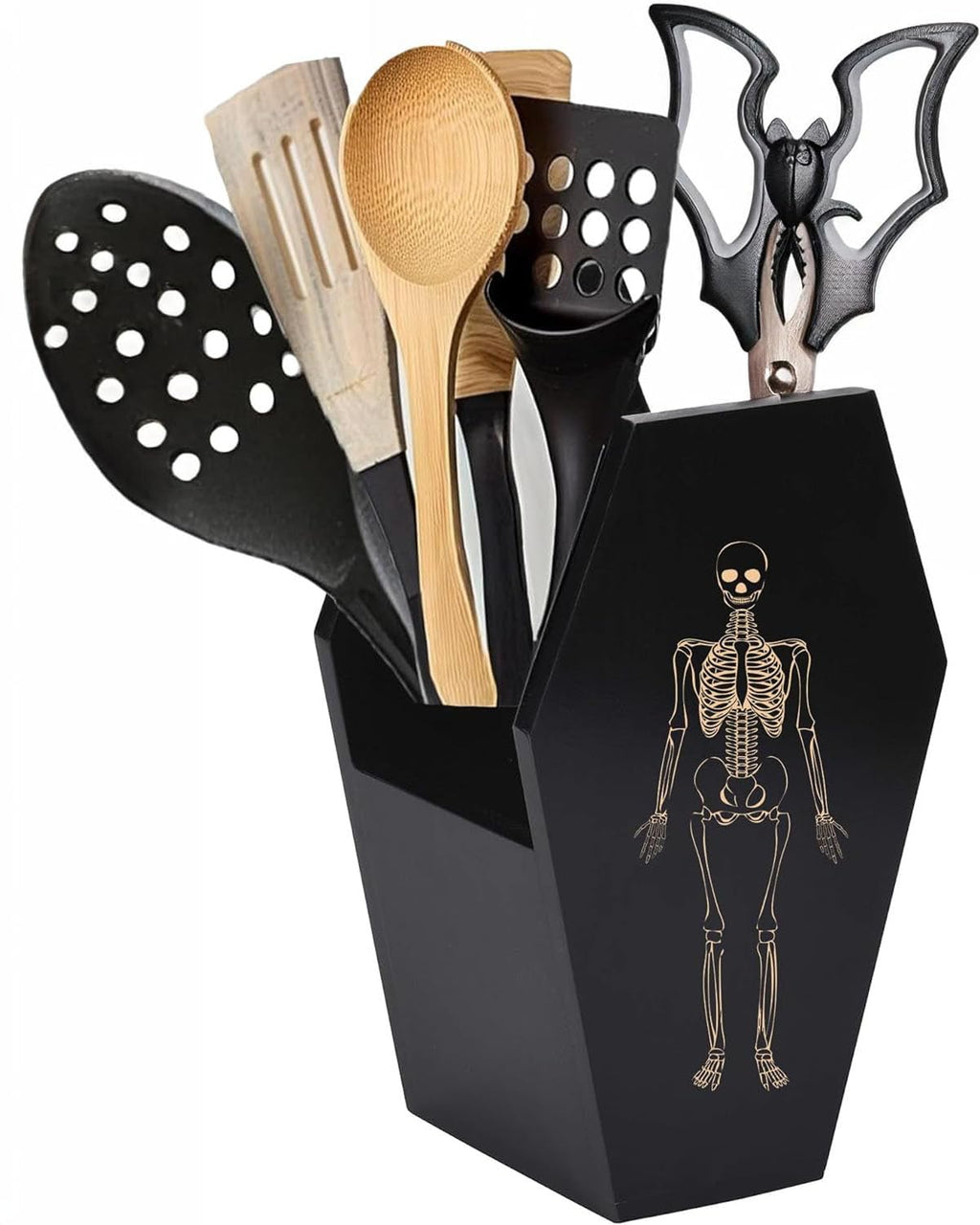 Large Capacity Skeleton Coffin Utensil Holder