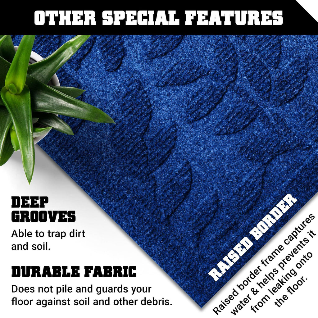 Home Entrance Blue Leaves Door Mat