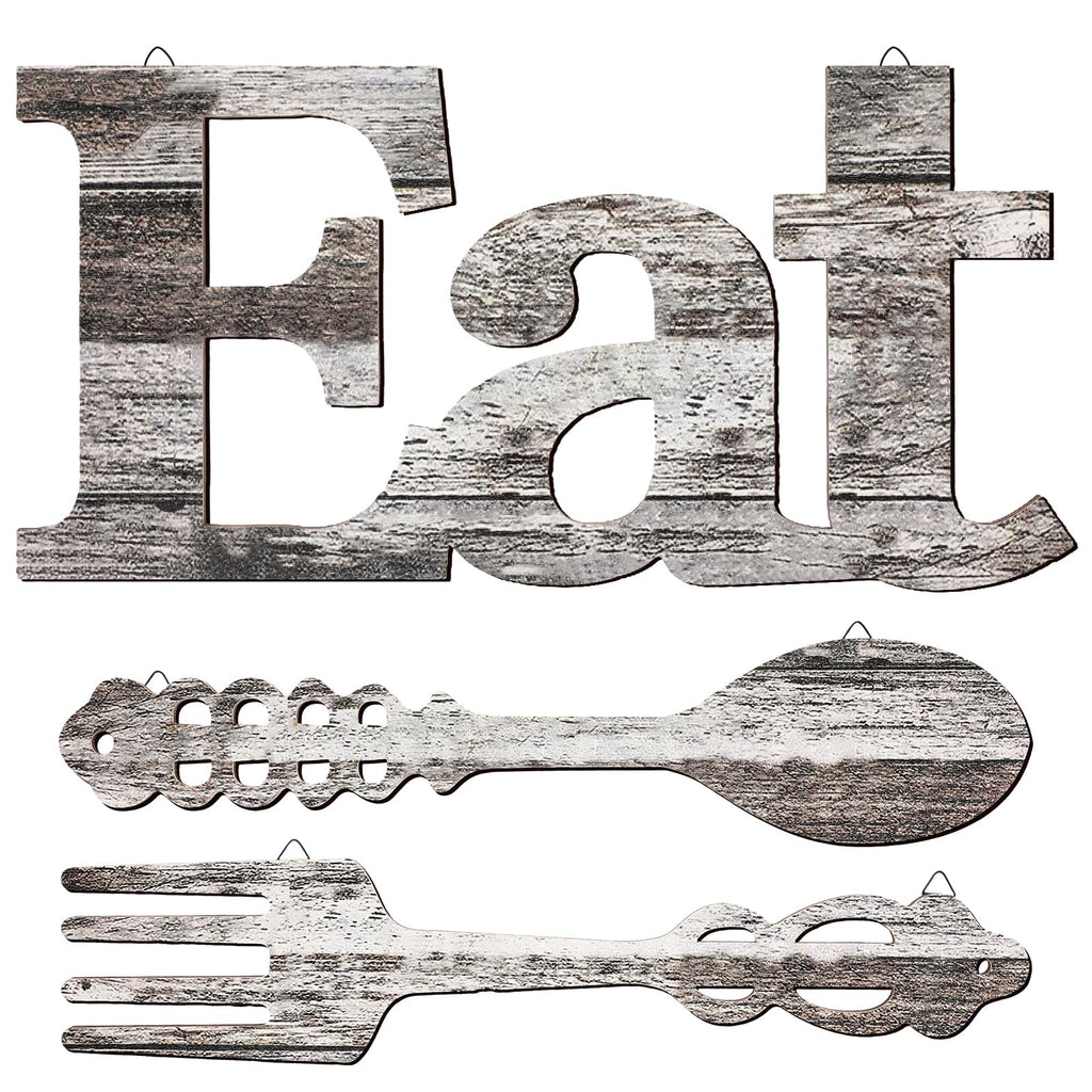 Jetec Set of EAT Sign Fork and Spoon Wall Decor