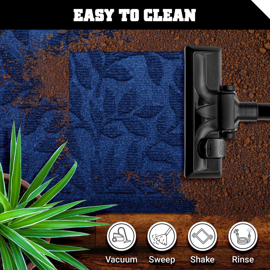 Home Entrance Blue Leaves Door Mat