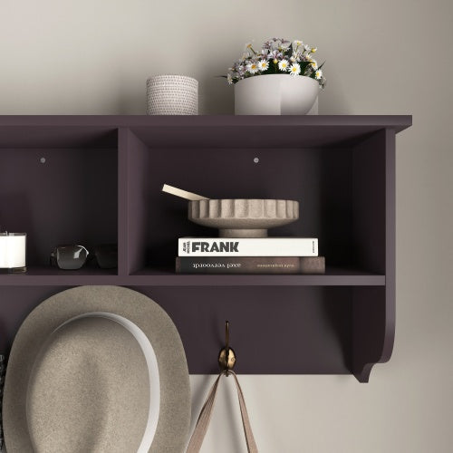 Espresso Entryway Wall Mounted Coat Rack With 4 Dual Hooks