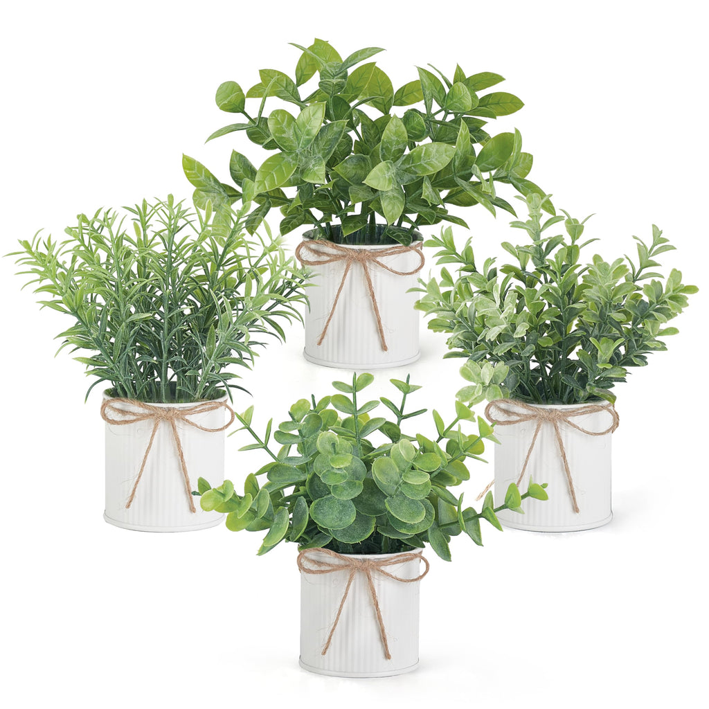 Mkono 4 Packs Small Artificial Plants